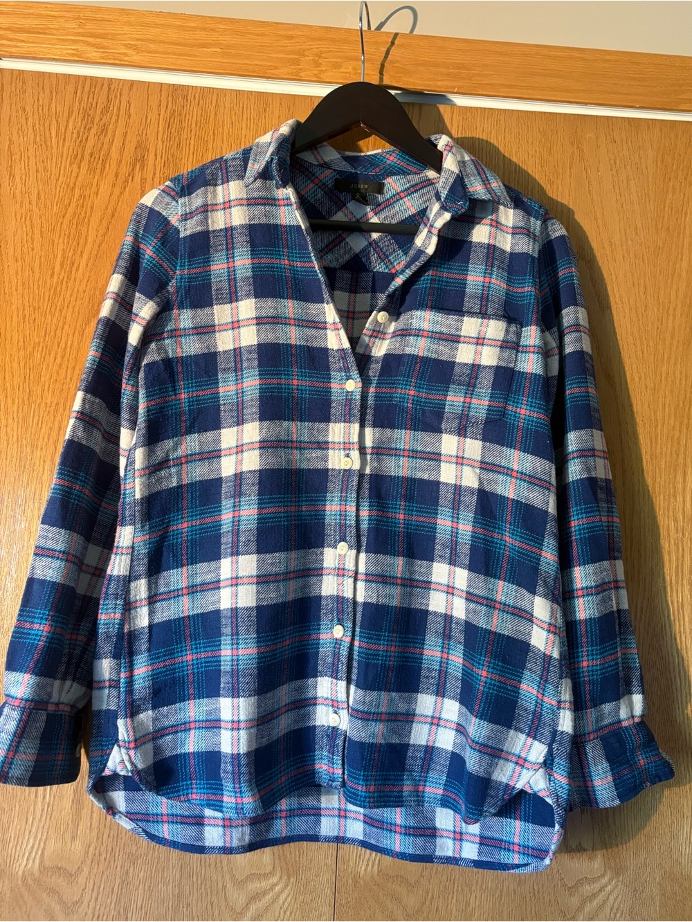 J. Crew Navy and White Plaid Button-Down Shirt